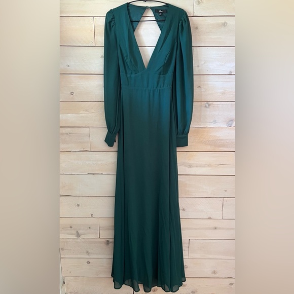 Lulus Dresses & Skirts - Lulu’s Talk About Divine Hunter Green Long Sleeve Backless Maxi Dress sz M EUC